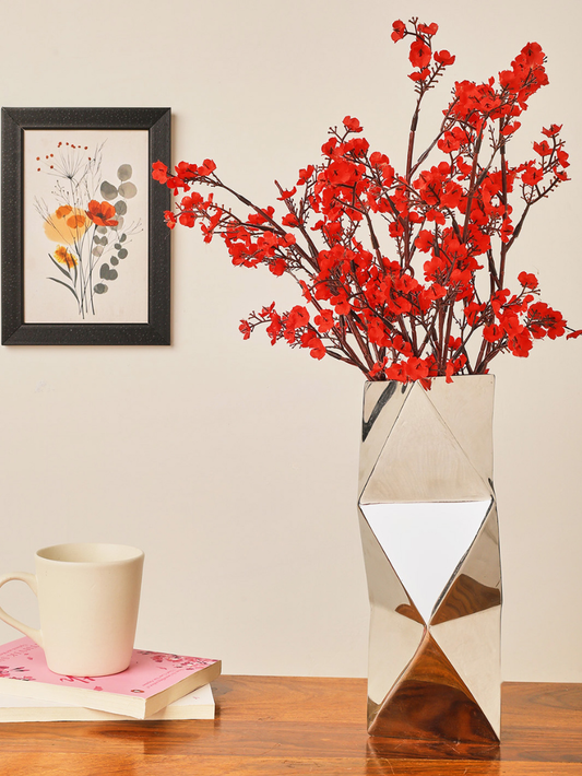 Sthula's Handcrafted Modern Geometric Metal Flower Vase | Decorative Table Vase for Home & Office