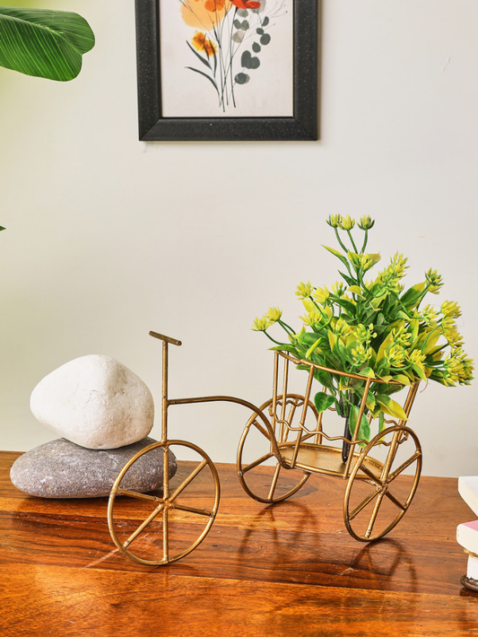 Sthula's Handcrafted  Vintage Metal Tricycle Flower Holder | Decorative Bicycle Planter for Home & Table Décor