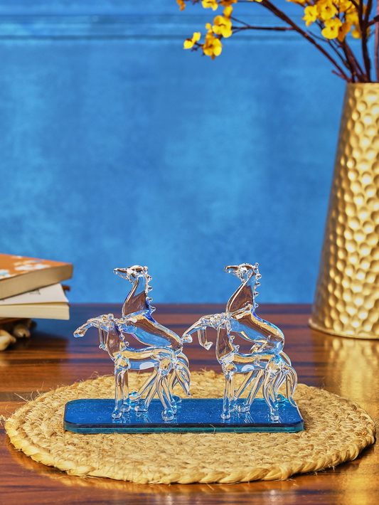 Sthula's Handcrafted Glass Horse Family Showpiece