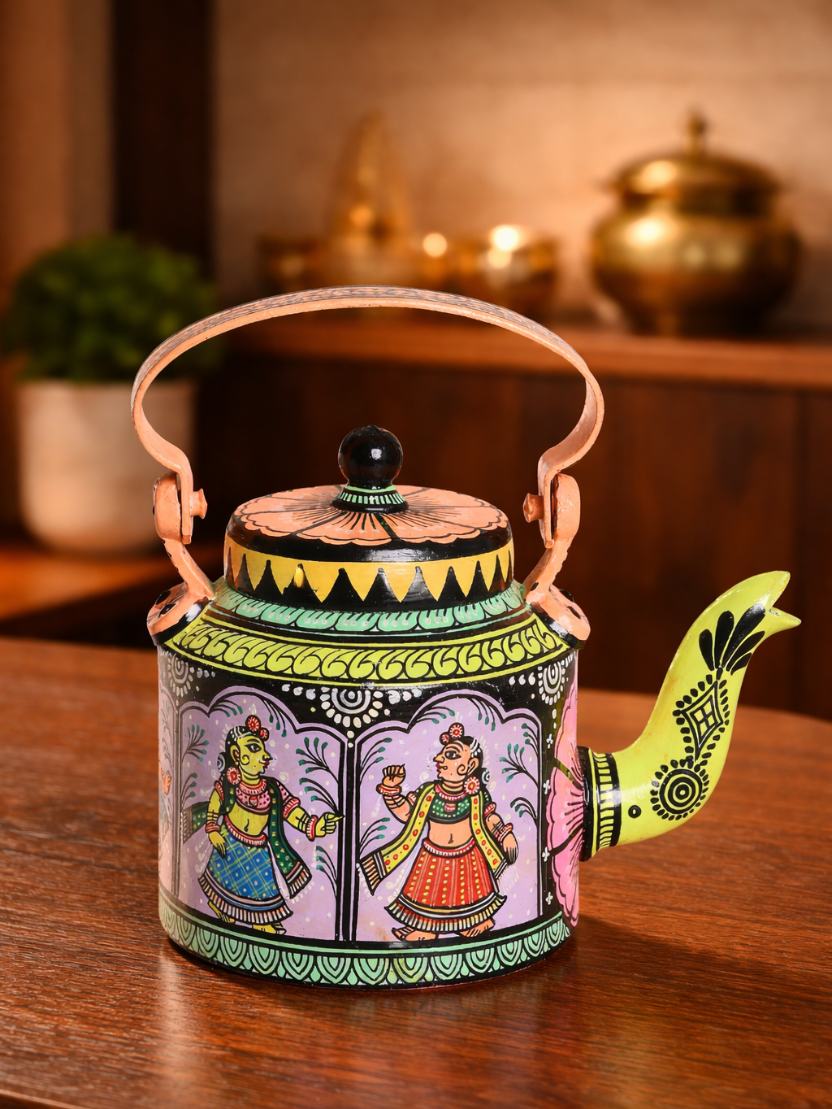 Sthula's Handcrafted  Hand-Painted Folk Art Decorative Kettle
