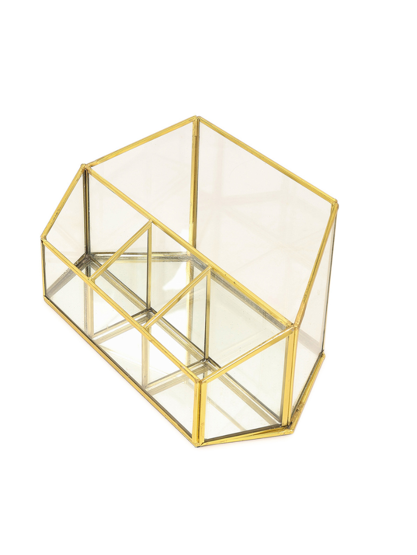 Sthula's Handcrafted Glass & Metal Desk Organizer