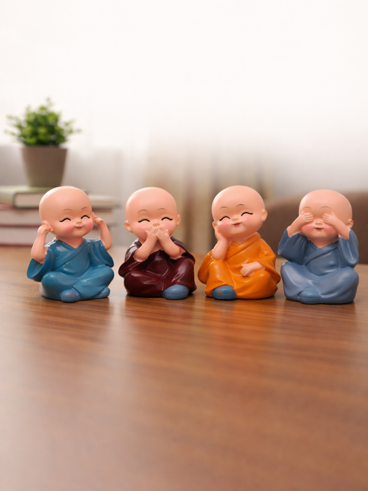 Sthula's Four Baby Monk Wisdom Showpiece Set