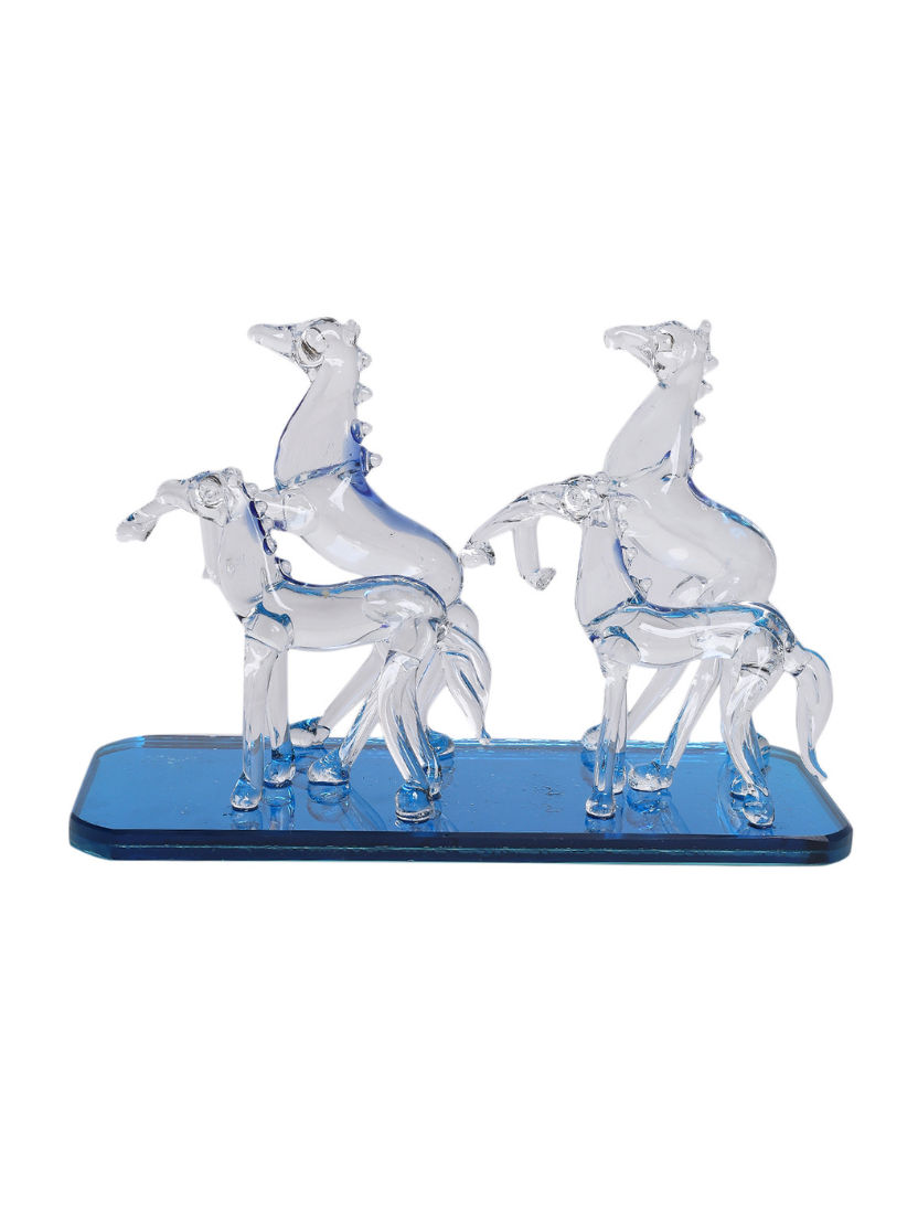 Sthula's Handcrafted Glass Horse Family Showpiece