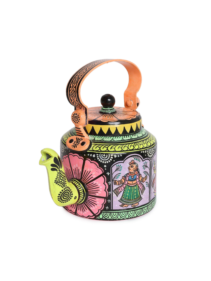 Sthula's Handcrafted  Hand-Painted Folk Art Decorative Kettle