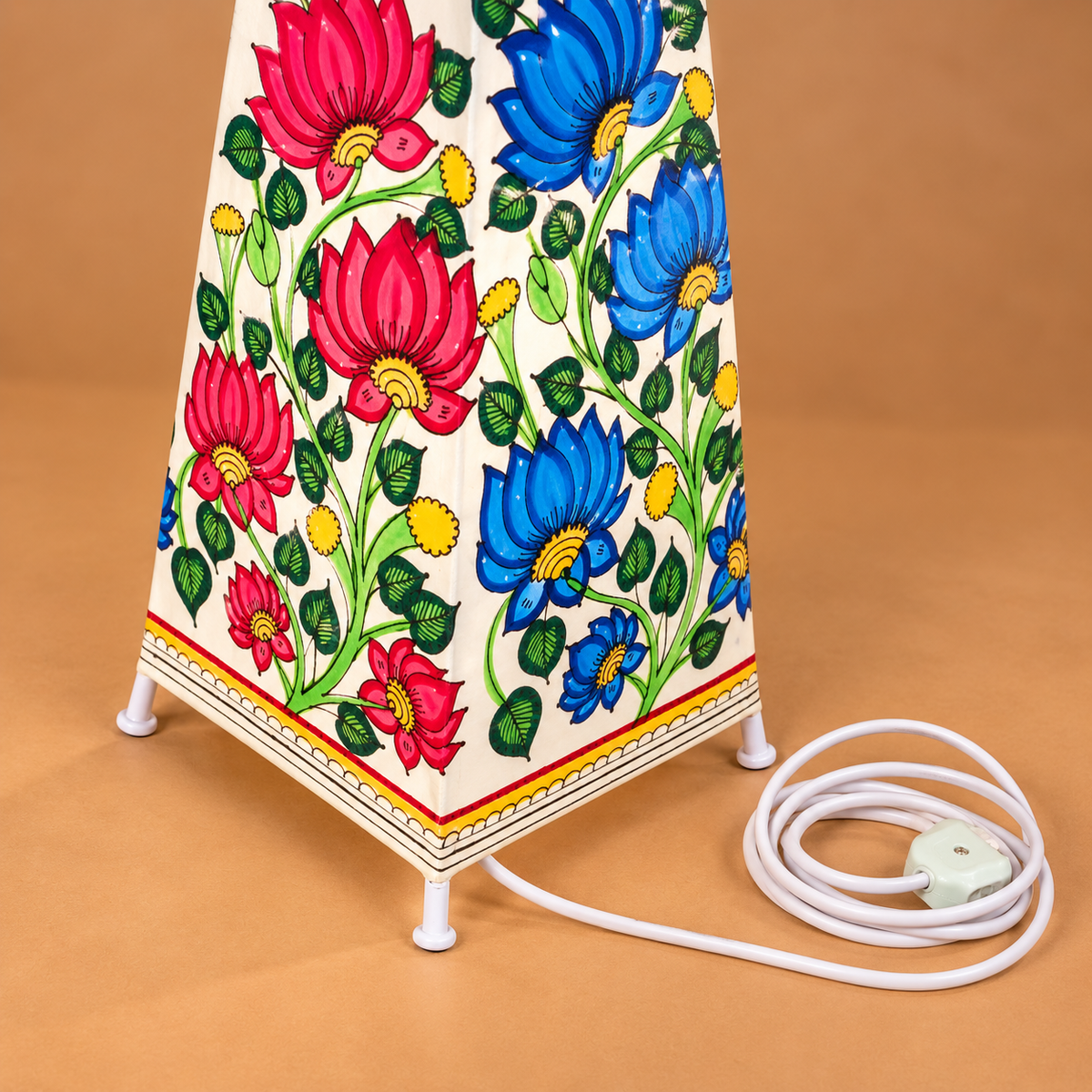 Sthula's Multicolor Floral Metal Table Lamp