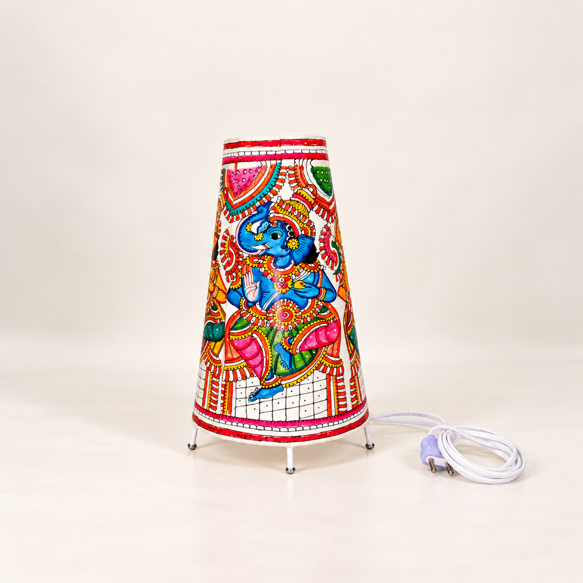 Sthula's Multicolor Elephant Folk Art Table Lamp