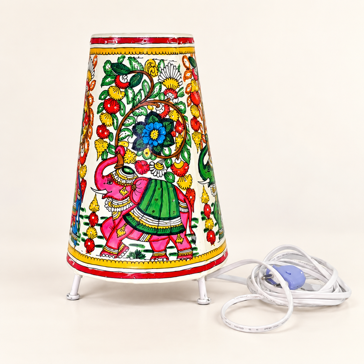 Sthula's Multicolor Elephant Floral Table Lamp