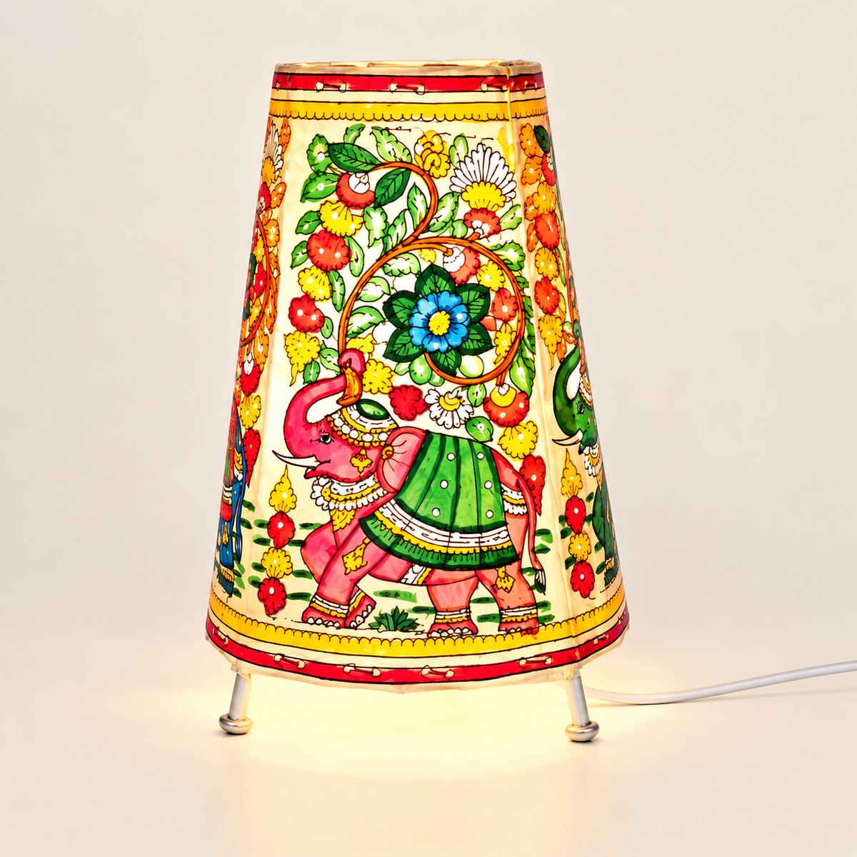 Sthula's Multicolor Elephant Floral Table Lamp