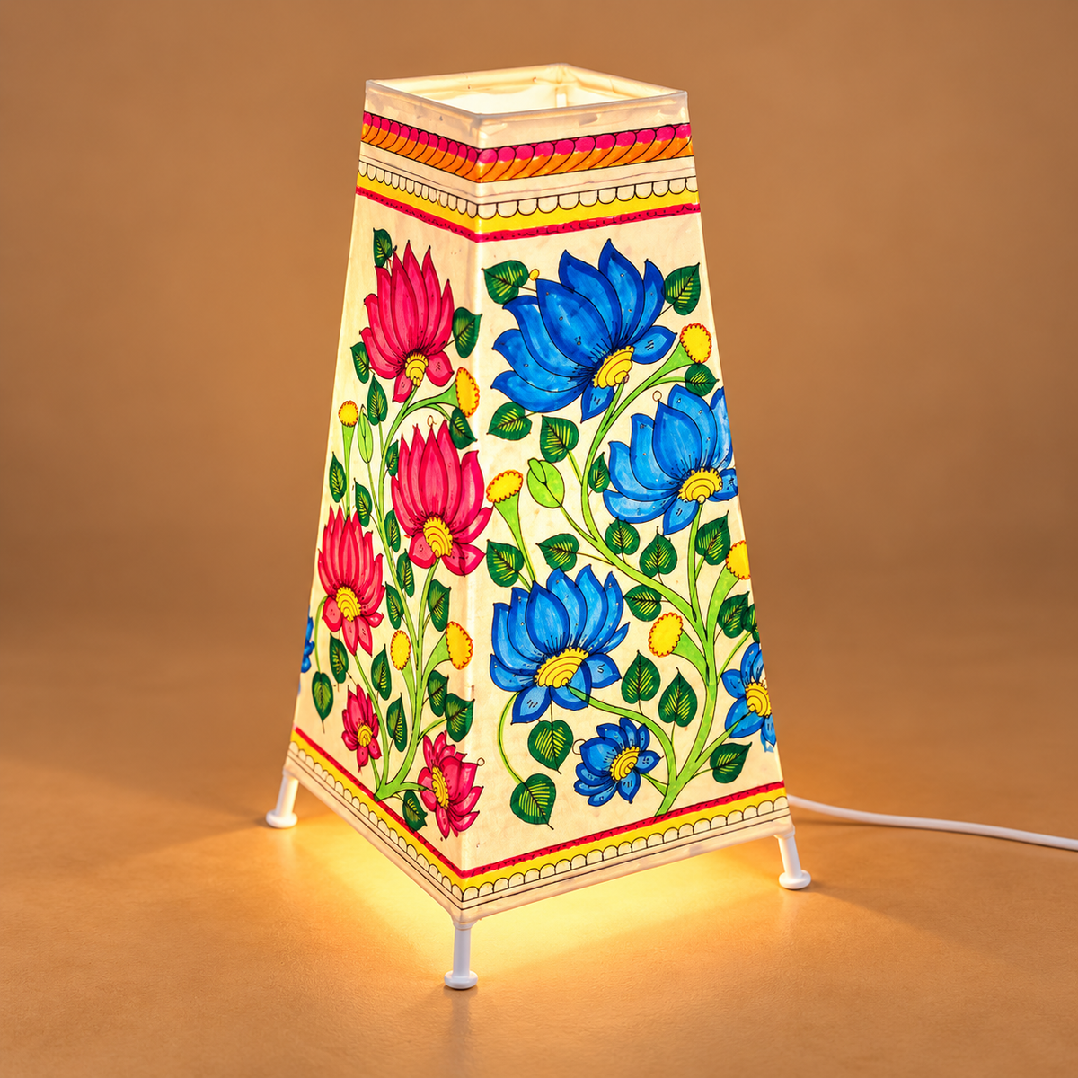 Sthula's Multicolor Floral Metal Table Lamp