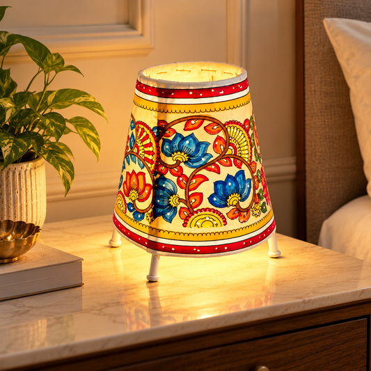 Sthula's  Multicolor Floral Hand Painted Table Lamp