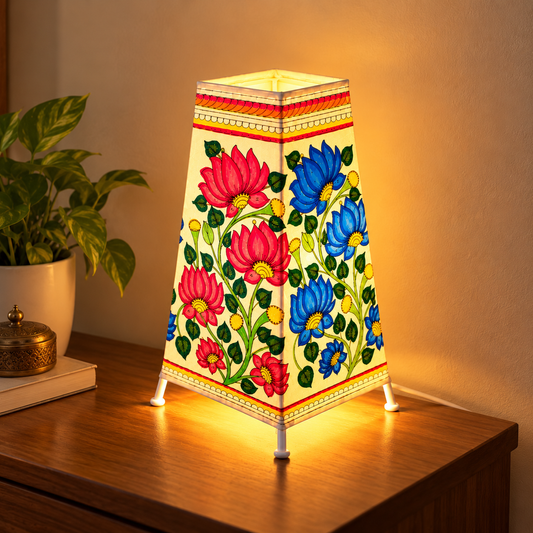 Sthula's Multicolor Floral Metal Table Lamp