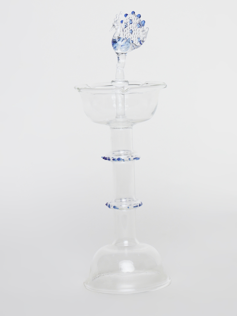 Sthula's Handcrafted Glass Diya Stand with Decorative Top