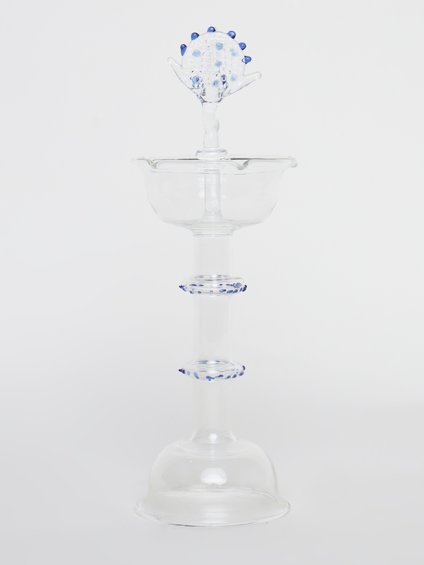 Sthula's Handcrafted Glass Diya Stand with Decorative Top