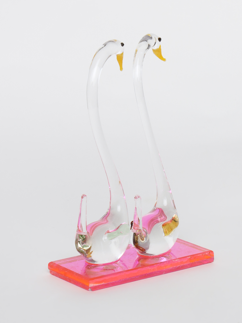Sthula's Handcrafted Glass Swan Pair Showpiece
