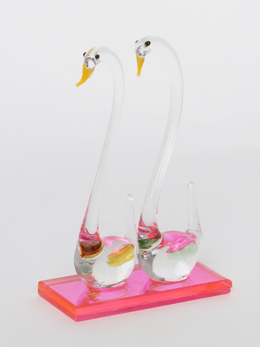 Sthula's Handcrafted Glass Swan Pair Showpiece
