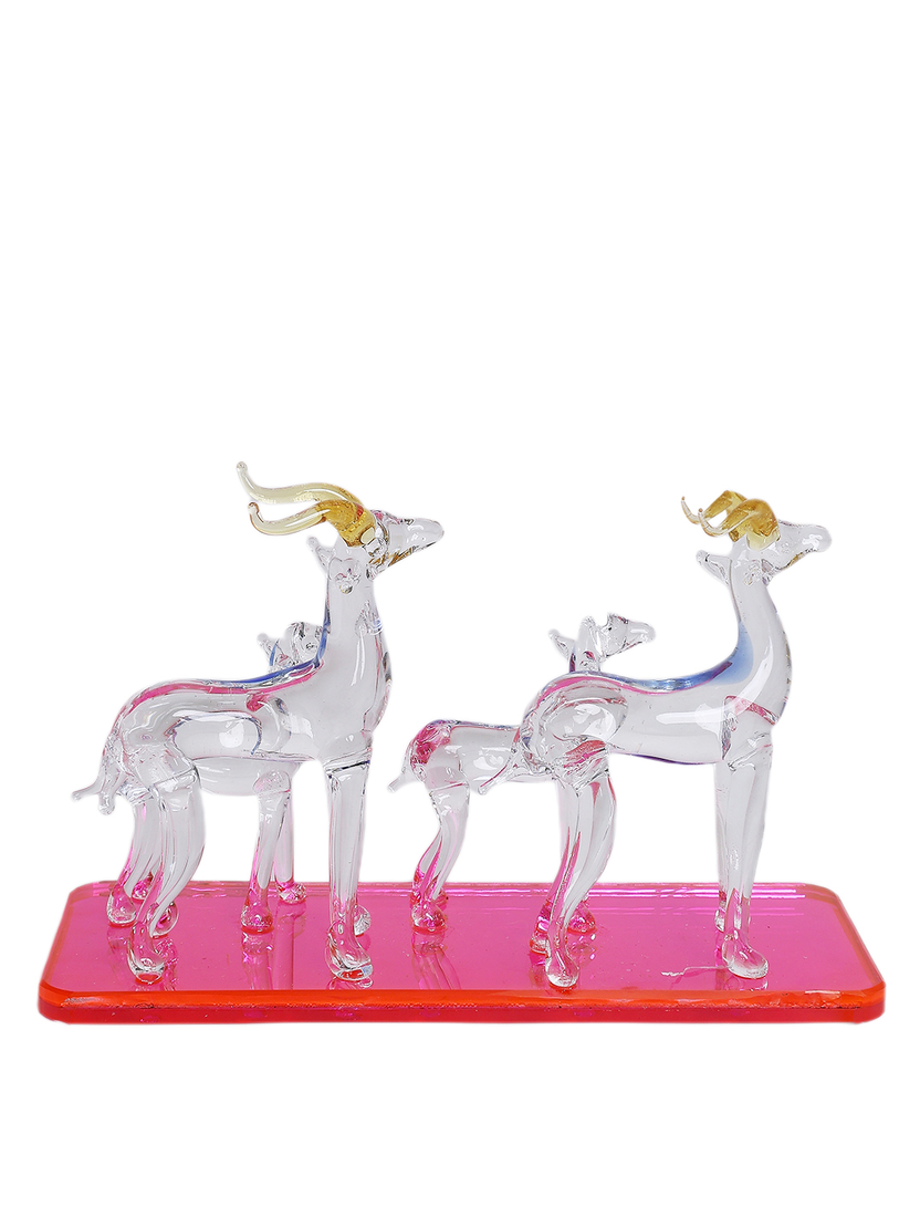 Sthula's Handcrafted Glass Deer Family Showpiece