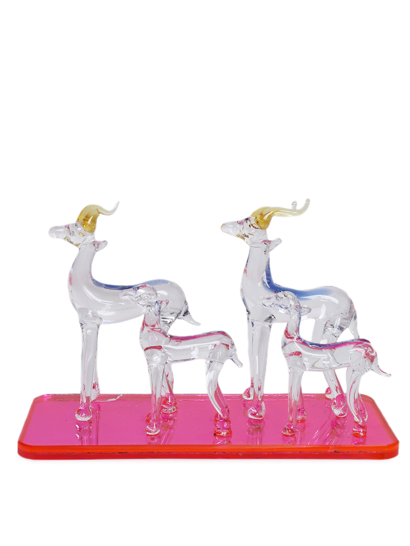 Sthula's Handcrafted Glass Deer Family Showpiece