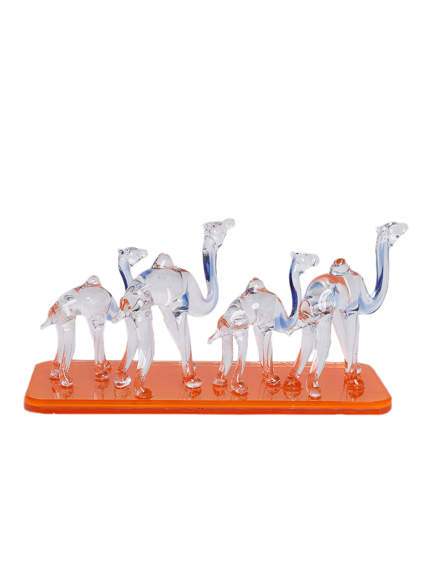 Sthula's Handcrafted Glass Camel Family Showpiece