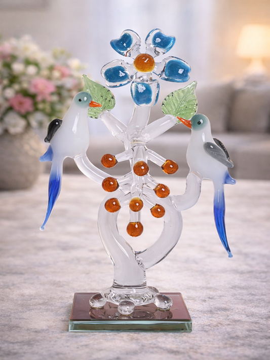 Sthula's Handcrafted Glass Birds & Flower Showpiece