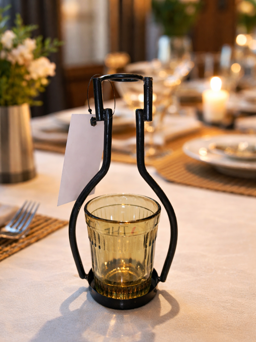 Sthula’s handcrafted  Modern Glass Flower Pot with Metal Stand